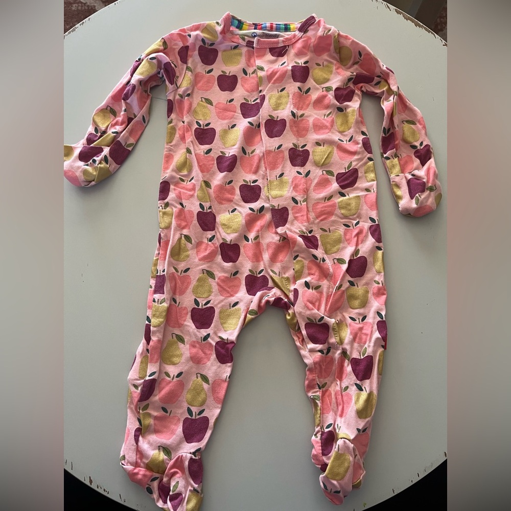 Magnetic Me Pink and Purple Apple Print Footie